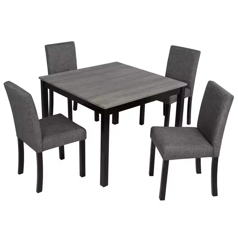 GDFStudio Tom 5 Piece Upholstered Wood Dining Set with 39 Square Table