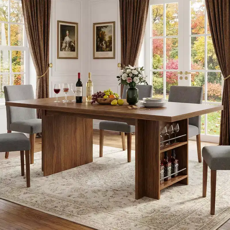 MAYEERTY 62.99 6-8 Person Farmhouse Dining Table, Multi-Use Modern Kitchen & Office Table