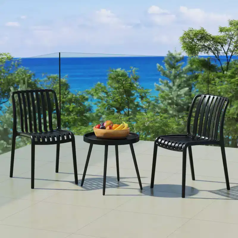 WestinTrends Playa 3-Piece Outdoor Patio Bistro Balcony Furniture Set With Stackable Chairs