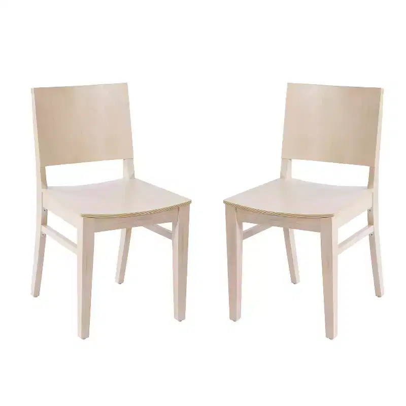 Commercial Grade Solid Beechwood Dining Chairs Set of 2 Curved Backrest 500 lbs