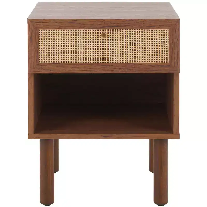 Silvanna Nightstand - NST9601A - Walnut/Natural - Safavieh