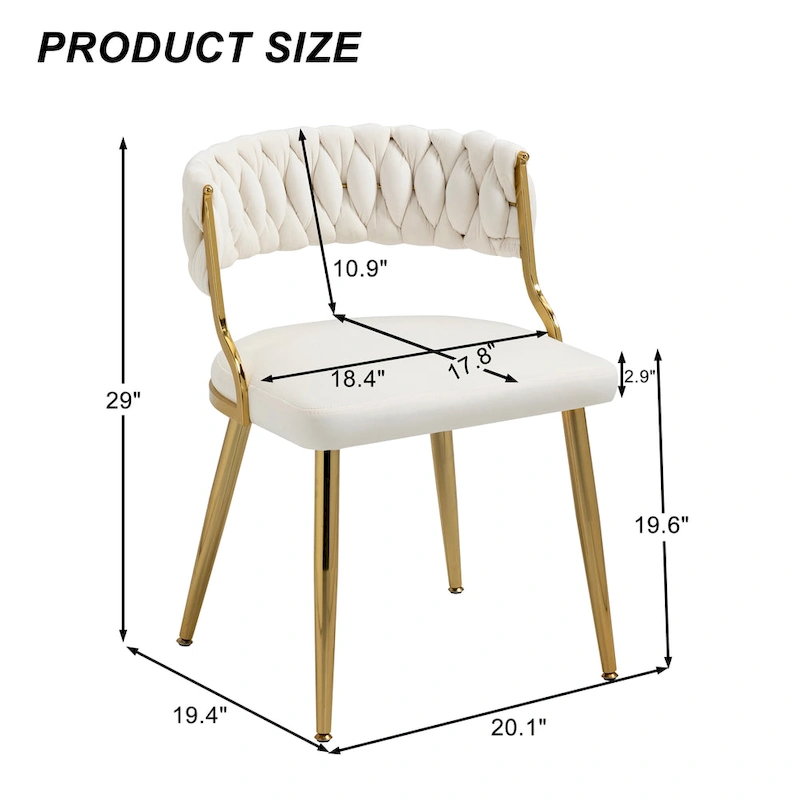 Set of 4 Velvet Dining Chair with Golden Metal Legs