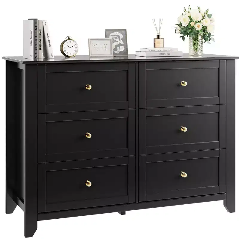 COZONY 54 Wide 6-Drawer Modern Dresser with Deep Storage & Metal Knobs for Bedroom, Entryway & Hallway