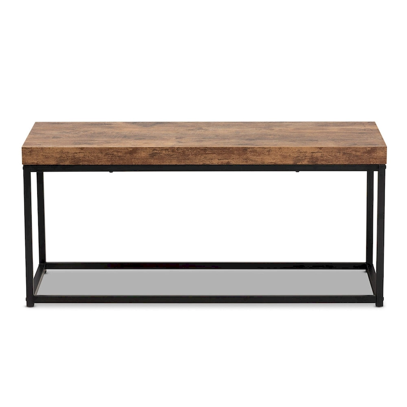 Bardot Modern Industrial Wood and Metal Accent Bench-Walnut Brown