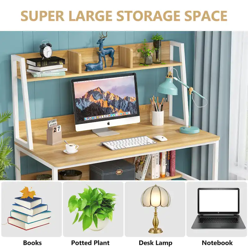 Computer Desk with Hutch and Bookshelf