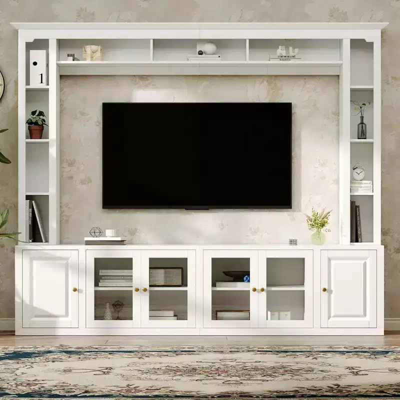 GDFStudio Esther Modern Entertainment Center Wall Unit with Bookshelves and Adjustable Shelves