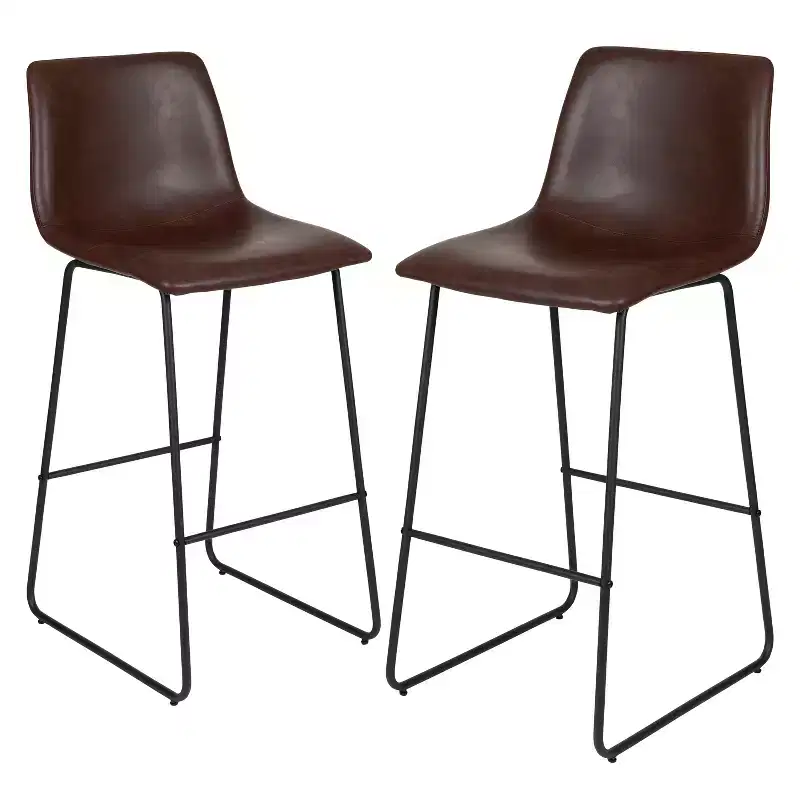 Merrick Lane 30 inch Faux Bar Height Bucket Seat Stools, Set of 2