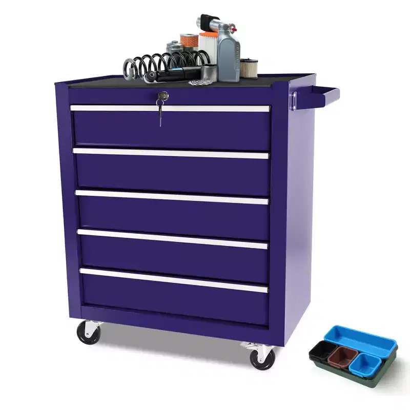 5-Drawer Rolling Tool Chest with Wheels, Heavy Duty Lockable Tool Storage Cabinet Organizer for Garage, Workshop & Warehouse