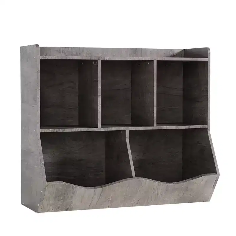 Storage Wooden Organizer & Bookshelf - 5-Section Book Rack Daycare Furniture, Nursery,Toddler Cabinet for Kindergarten,Playroom or Bedroom