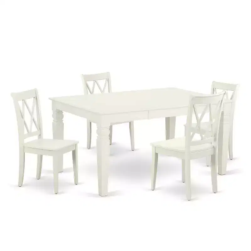 Antique Dining Set - 5 Piece Rectangular Table & Chairs - Double X Back Design - Comfort & Style