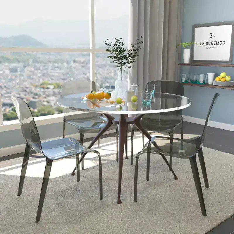 Mid-Century Modern Dining Chair - Waterfall Edge Design Acrylic, Ergonomic And Stackable