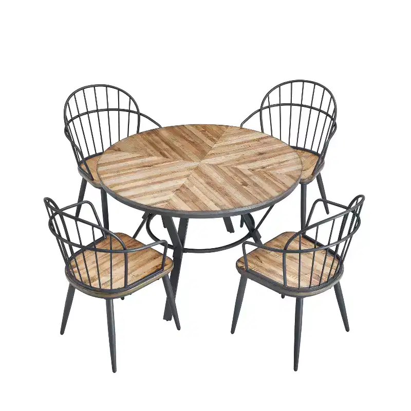 Christopher Knight Home Aura 5 Piece Modern Dining Set with Metal Base, Lignt Brown/Black