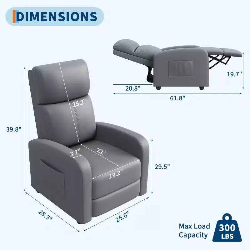 Comfortable Support Single Recliner Armchair  Adjustable Backrest & Footrest  Linen-Look Upholstery  Ideal for Living Room & Bedroom