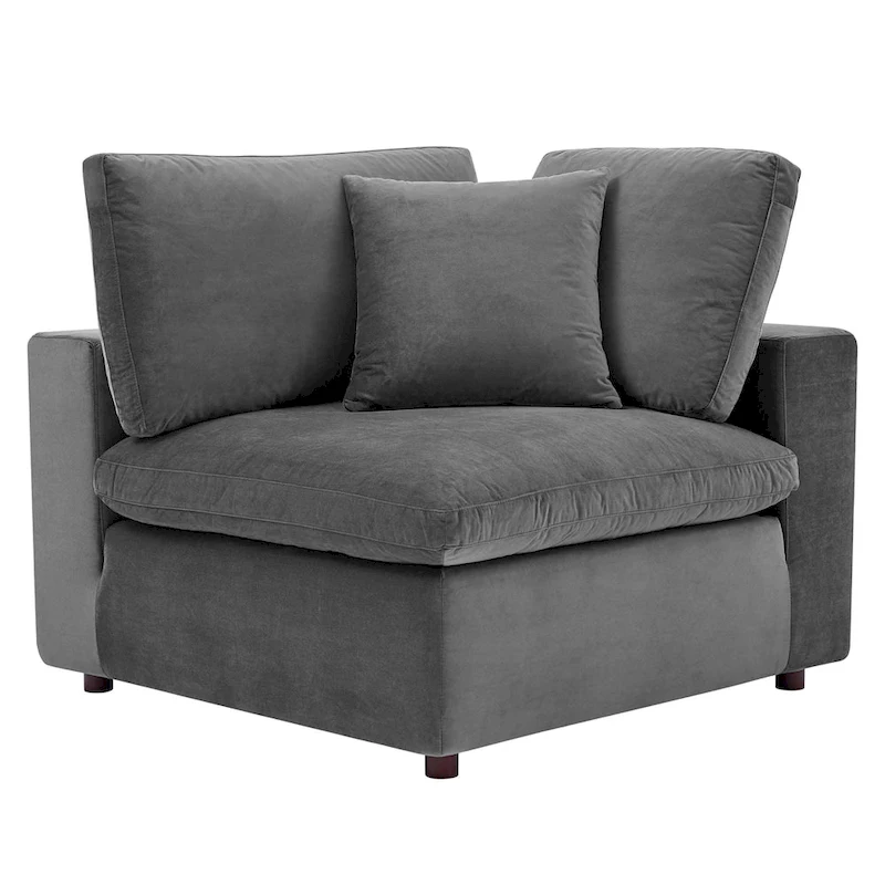Commix Down Filled Overstuffed Velvet 6-Piece Sectional Sofa