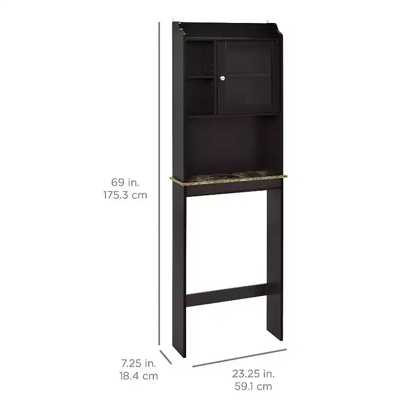 Okak 68 Inch Over Toilet Storage Cabinet with Open Shelves, Wood Bathroom Storage Cabinet for Home, Bathroom