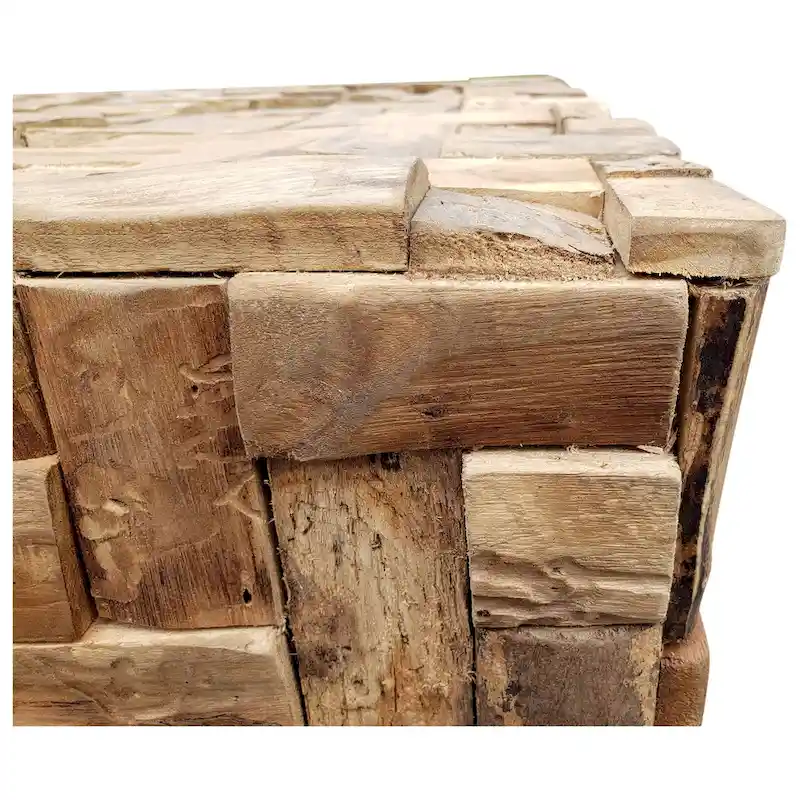 Chic Teak Rustic Recycled Teak Wood Java Coffee Table, 32 inch