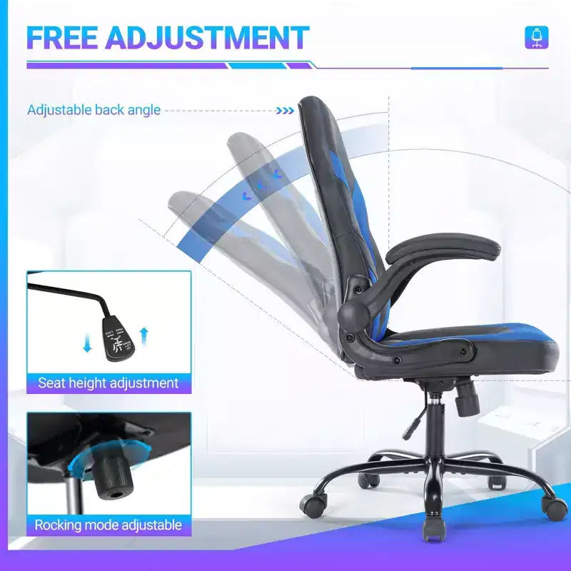 TUYOHW PU Leather Swivel Criss Cross Chair on Wheels with S-Shaped Backrest,Office Chair with Lumbar Support,Gaming Chair for Office