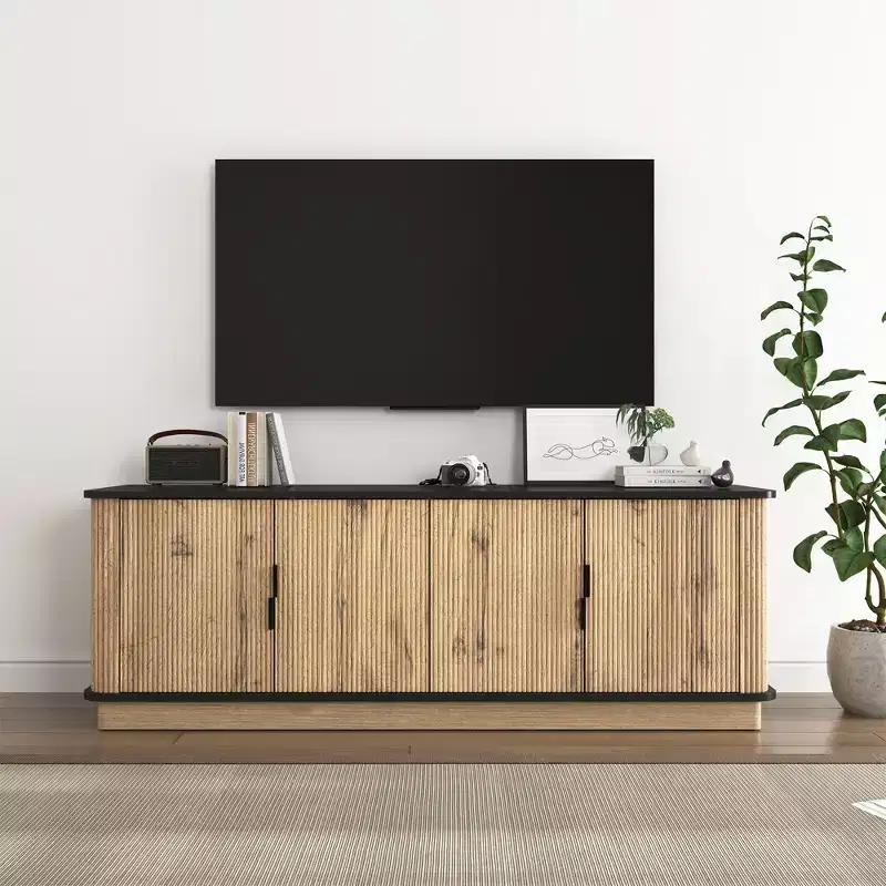 GDFStudio Sandy Modern Minimalist 55 Wood Four-Door TV Cabinet