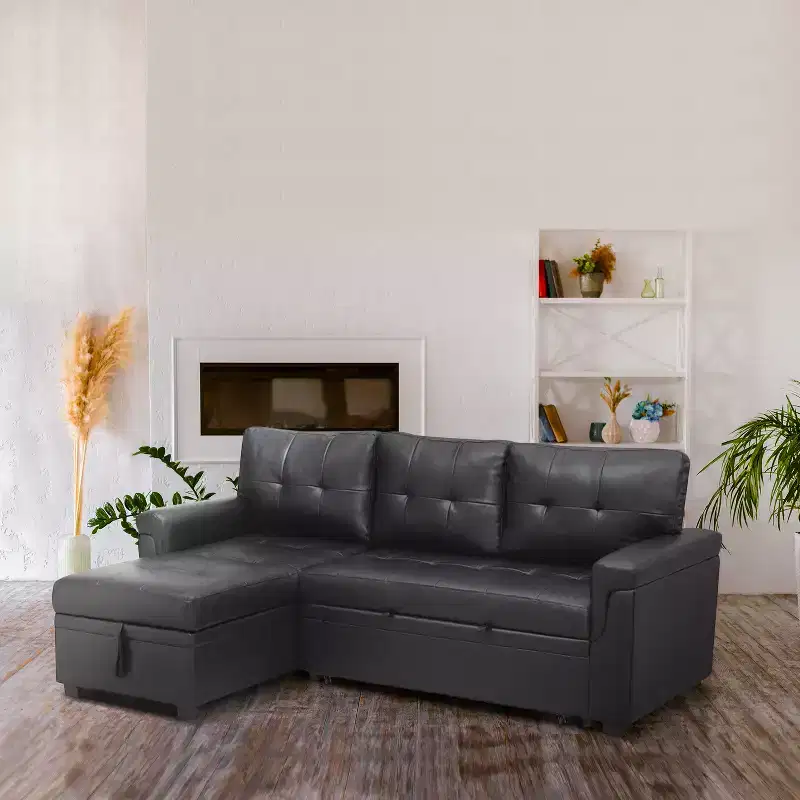 Home Imports Emporium Reversible Sleeper Sectional Sofa  Convertible Couch with Storage Chaise, Space-Saving Design for Modern Living Rooms