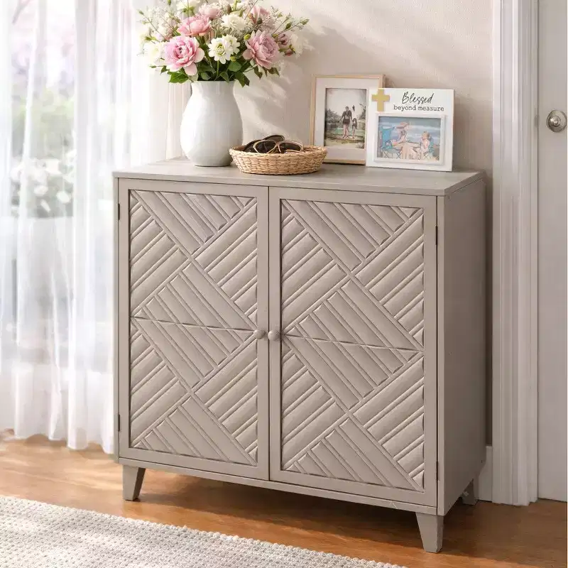 The Lakeside Collection 2-Door Cabinet with Chevron Design