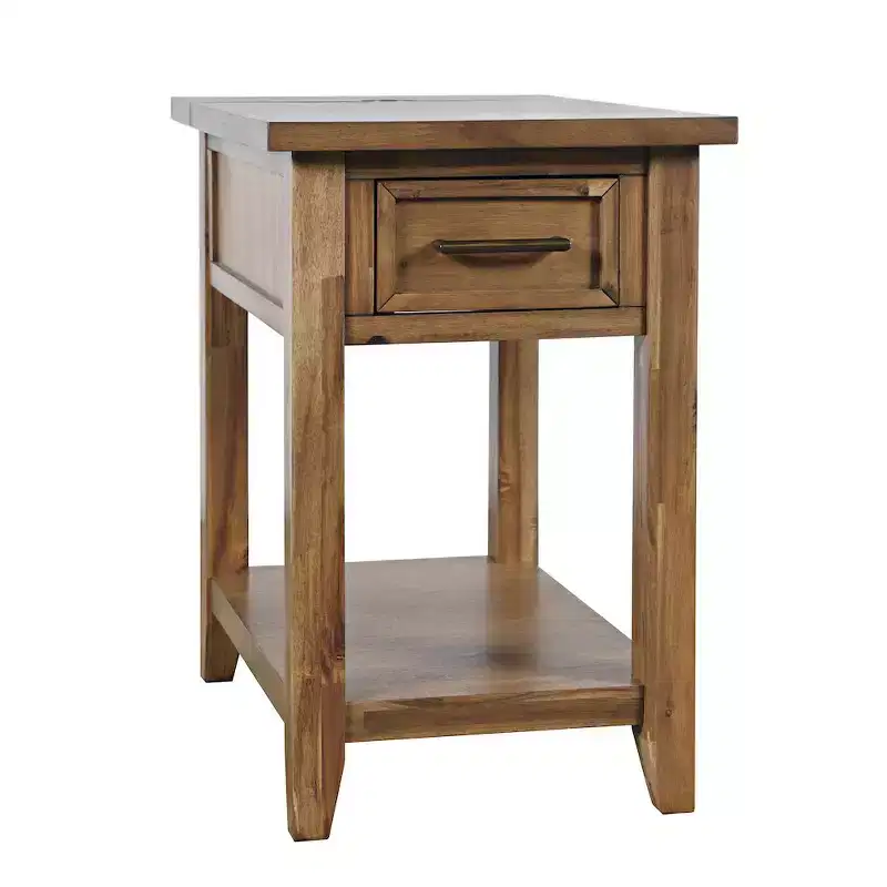 Jofran,Claremont Transitional Rustic Wood USB Charging End Table with Storage