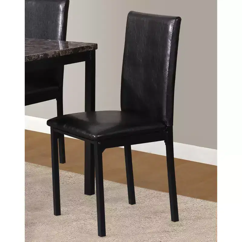 Roundhill Furniture Noyes Faux Leather Seat Metal Frame Dining Chairs, Black, Set of 4