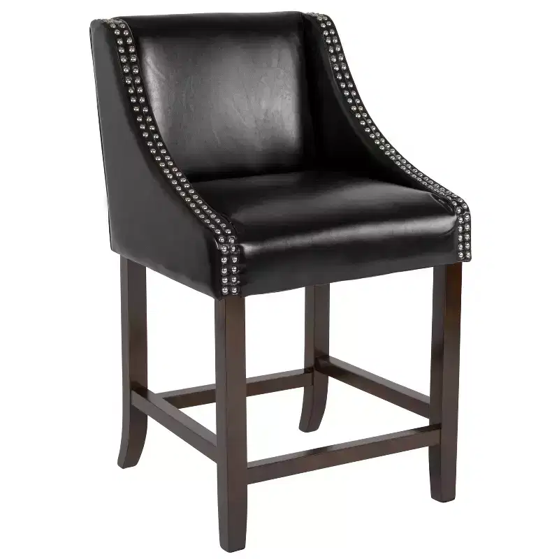 Flash Furniture Carmel Series 24 High Transitional Wood Counter Height Stool with Accent Nail Trim