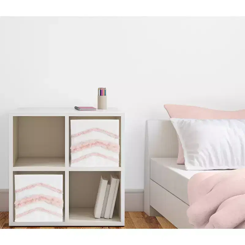 Girl Kids' Decorative Fabric Storage Bins Boho Fringe White and Pink