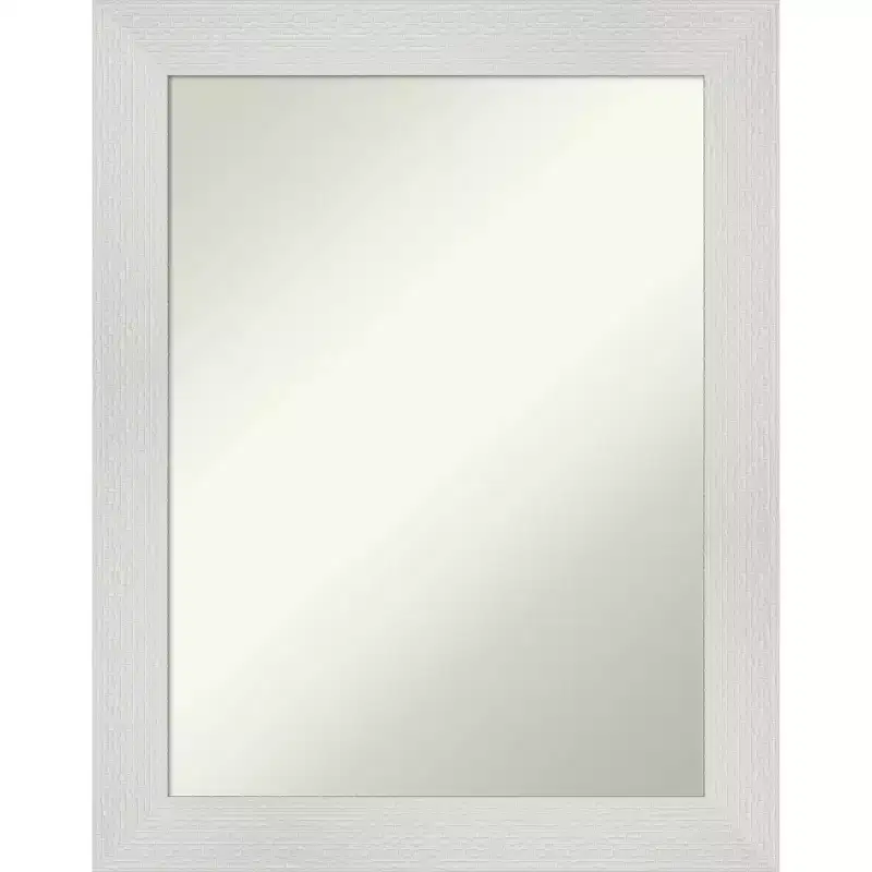 23" x 29" Non-Beveled Bathroom Wall Mirror White - Modern Rectangle, Polystyrene Frame, Wall Mounted
