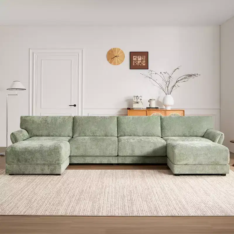Whisen 142 Modular Sectional Sofa, U-Shape with Extra-Wide Seat Cushion, USB and Type-C Charger