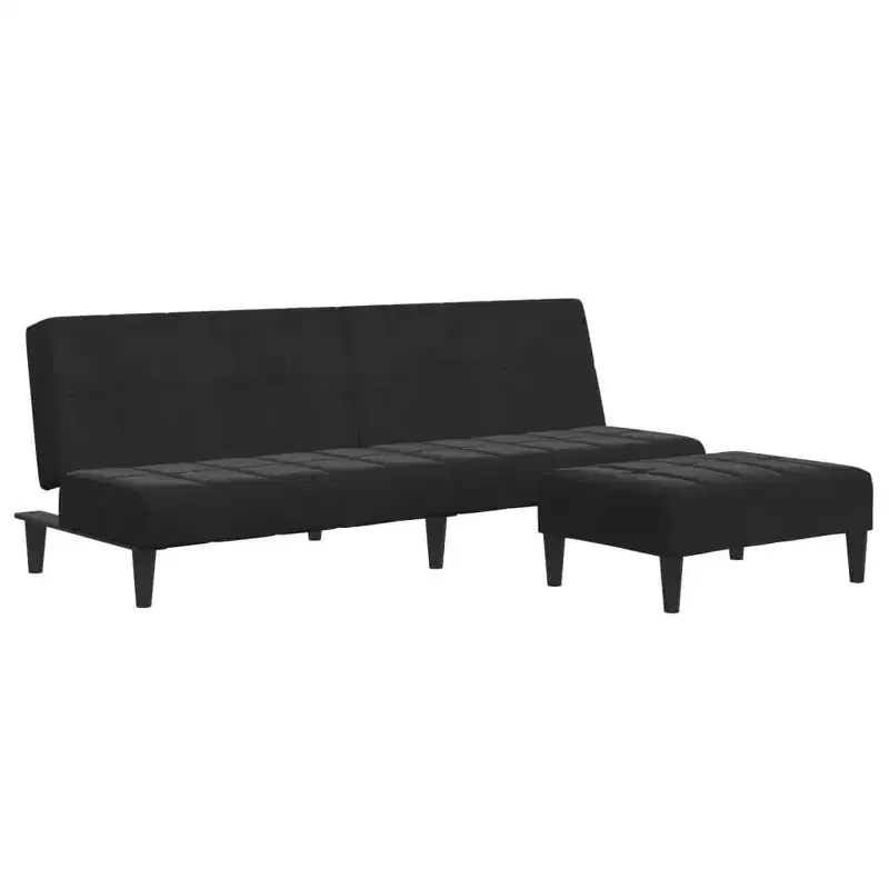 vidaXL Sofa Bed Dark Green Velvet, Wood, Foam, Plastic 2-Seater Foldable