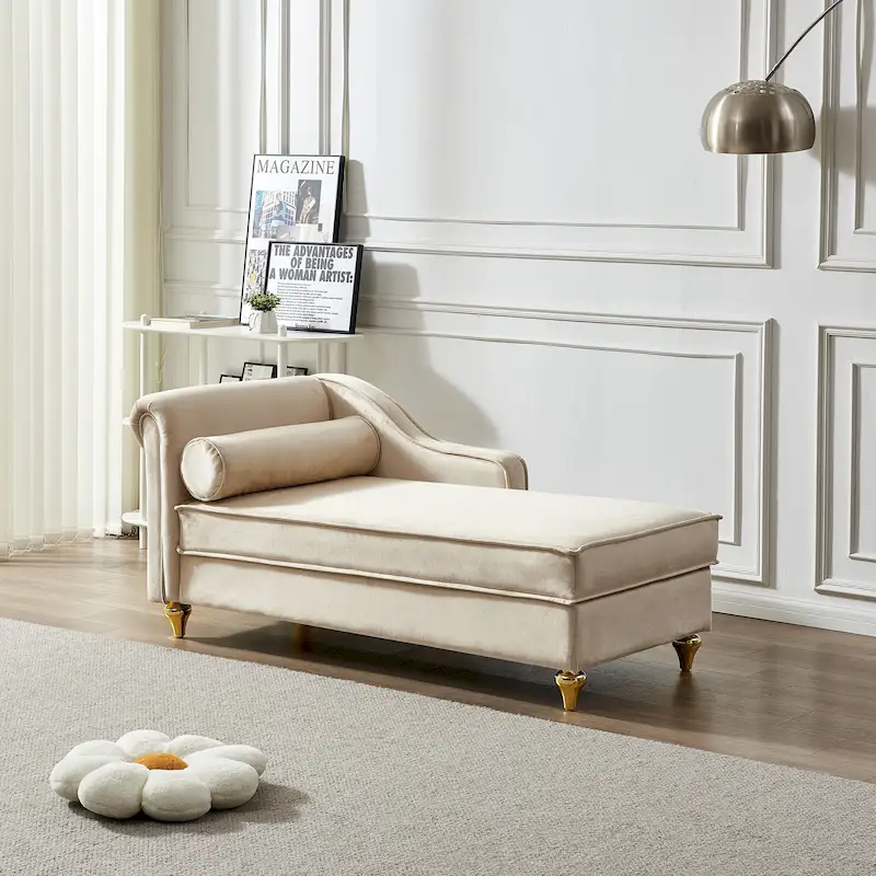 Modern Upholstery Chaise Lounge Chair with Storage Velvet