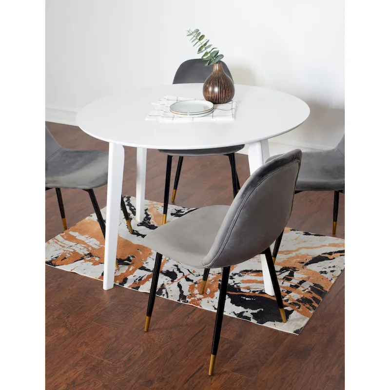Modern Style 5-Piece Dining Set with Round Table and 4 Velvet Upholstered Chairs