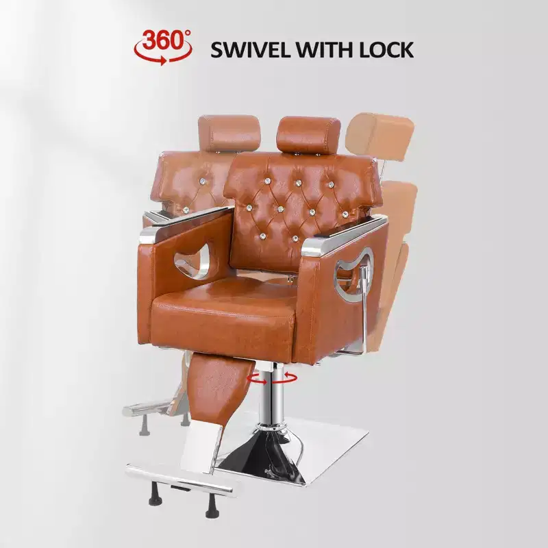 All Purpose Heavy Duty Reclining Hair Salon Chair with Headrest Brown