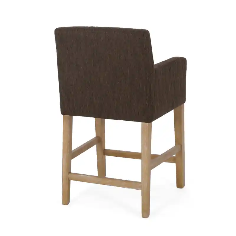 26 Seat Height Counter Stools Set Of 2 With Upholstered Fabric And Solid Wood Legs