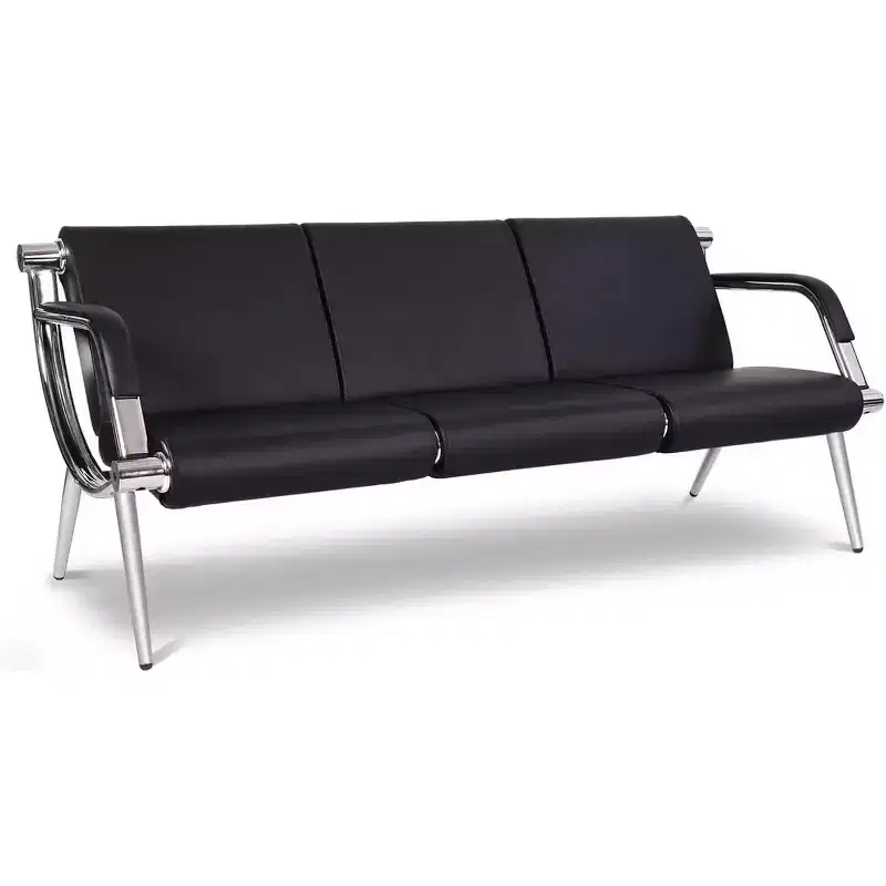 3-Seat Office Reception Waiting Room Chairs - Guest & Reception Chairs, Black