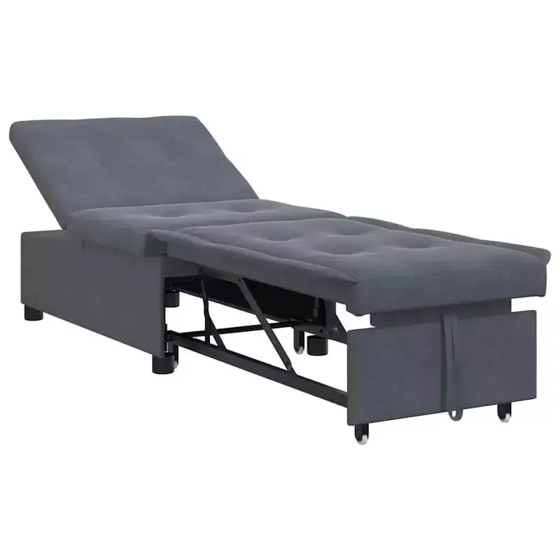 Sofa Bed Dark gray 67 x 194 x 38 cm Velvet