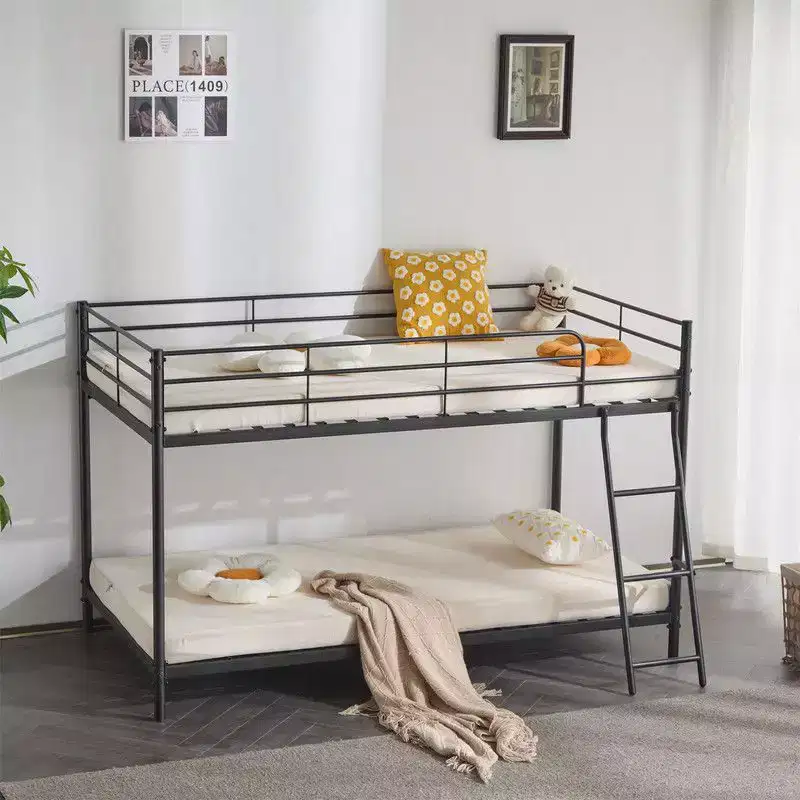 White Twin Size Metal Bunk Bed for Kids Teens Adults, Heavy Duty Metal Bunk Bed with Ladder