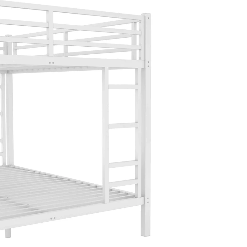Heavy Duty Queen Over Queen Metal Bunk Bed - White
