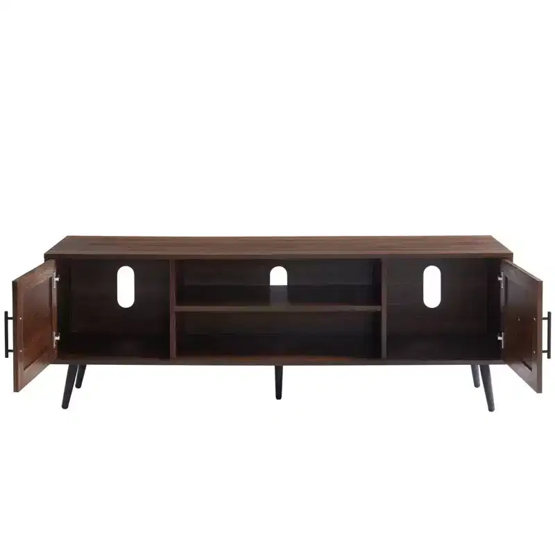 Chic Crate - Bryner Dark Walnut Mid-Century TV Stand for TVs Up to 65 with Storage & Cable Management