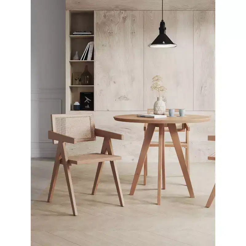 Hamlet Dining Arm Chair Natural - Manhattan Comfort: Ash Wood Frame, No Assembly, Matte Finish