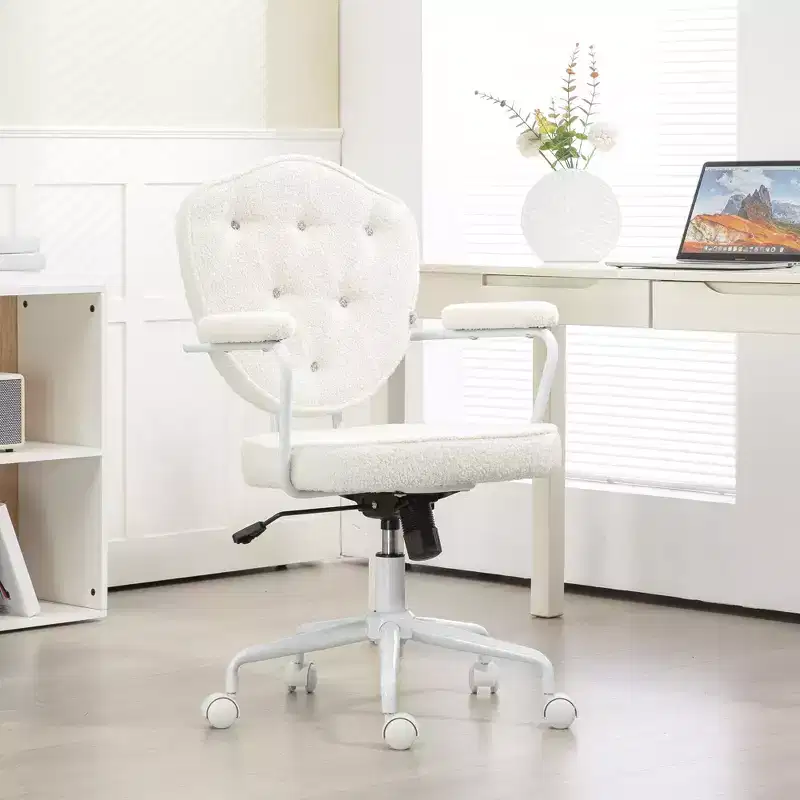 Okak Home Office Desk Chairs, Upholstered Vanity Chair with Adjustable Height, Swivel Chair for Office, Study, Reading Room