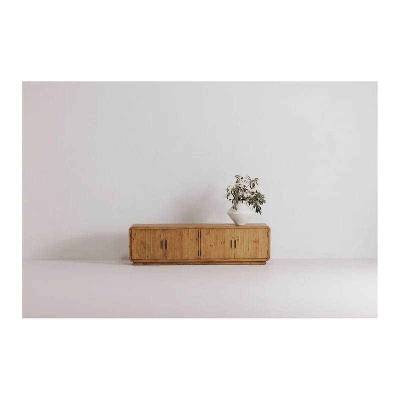 Aurelle Home Modima Rustic Rounded Edge Entertainment Center