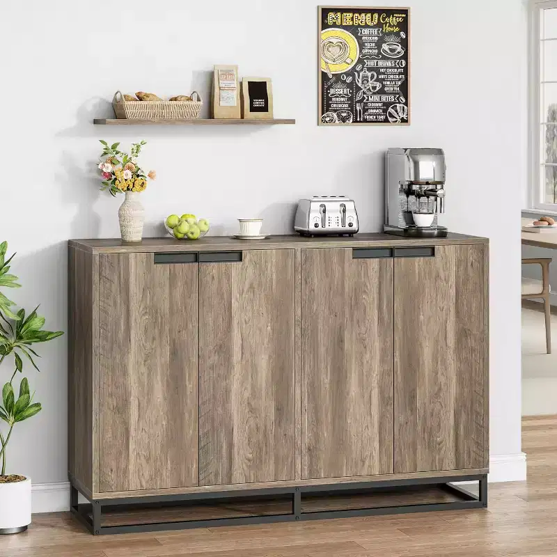 Sideboard Buffet Cabinet, 55 Large Kitchen Accent Modern Storage Cabinet with 2 Drawers and 4 Doors