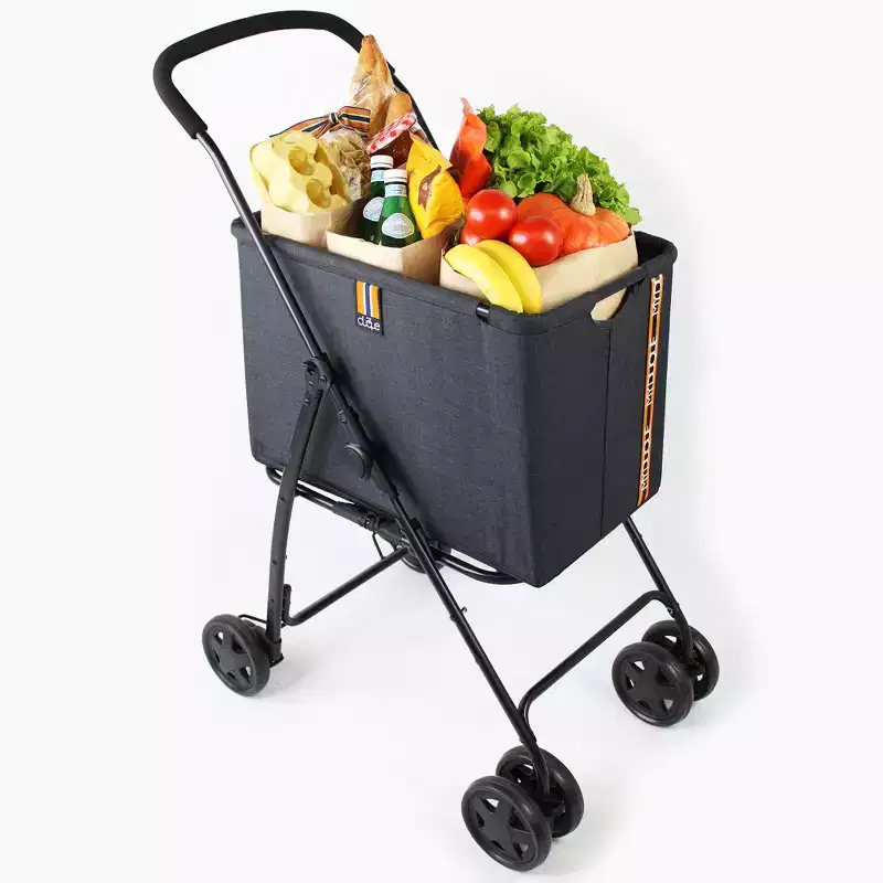 Shopping Stroller -  Black - Wheeled Utility Cart