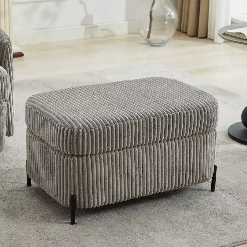 30.3 Storage Ottoman Bench, Upholstered End of Bed Ottoman Bench with Hidden Storage, Corduroy Ottoman for Living Room, Entryway