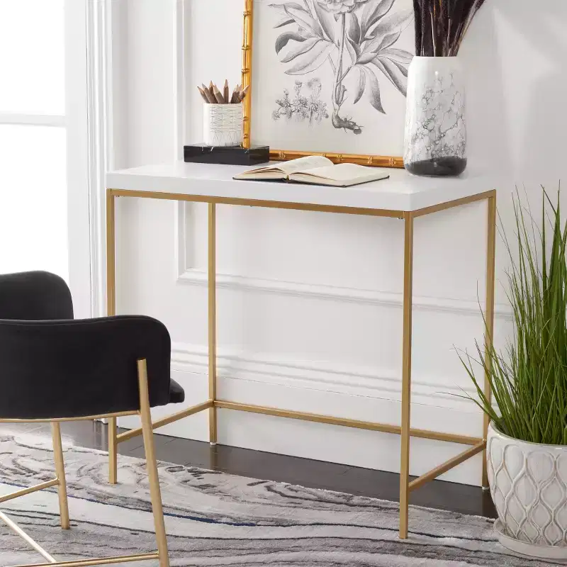 Cass Desk - DSK5015 - White/Gold - Safavieh
