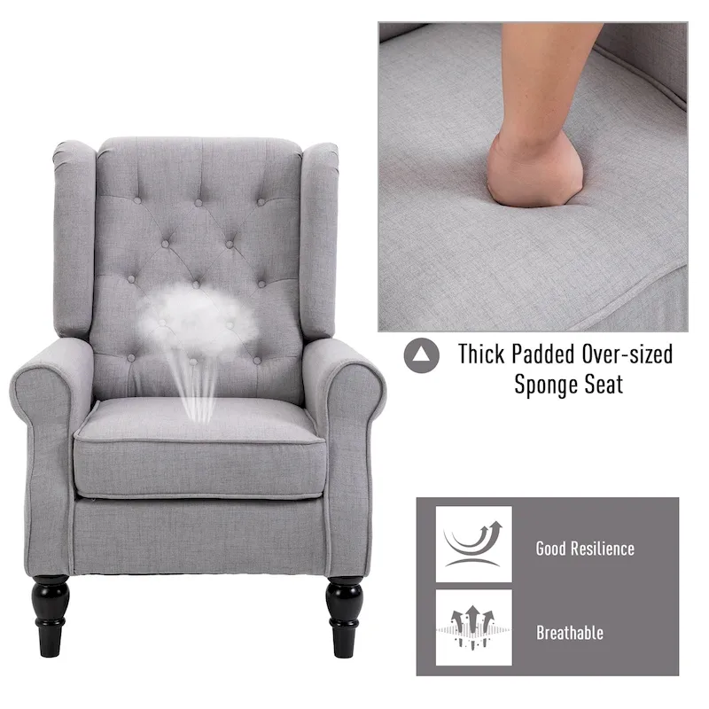 HOMCOM Copper Grove Guanta Tufted Wood Leg Accent Chair