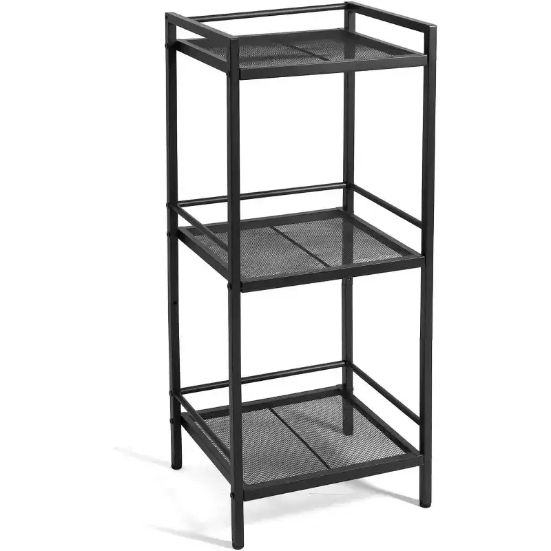 3/4-Tier Metal Standing Shelf Unit, Multifunctional Freestanding Storage Shelf, Space-Saving Organizer for Bathroom, Living Room, Bedroom, Kitchen
