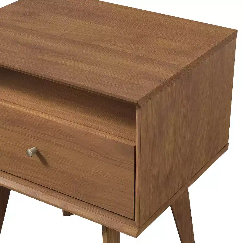 Galano Abby Serene 1-Drawer Nightstand with Storage, Set of 2 - Amber Walnut